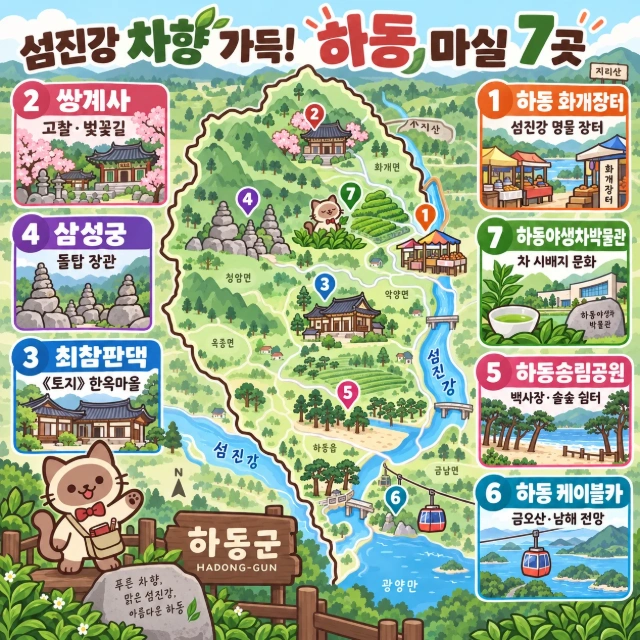 섬진강 차향 가득! 하동 마실 7곳 인포그래픽