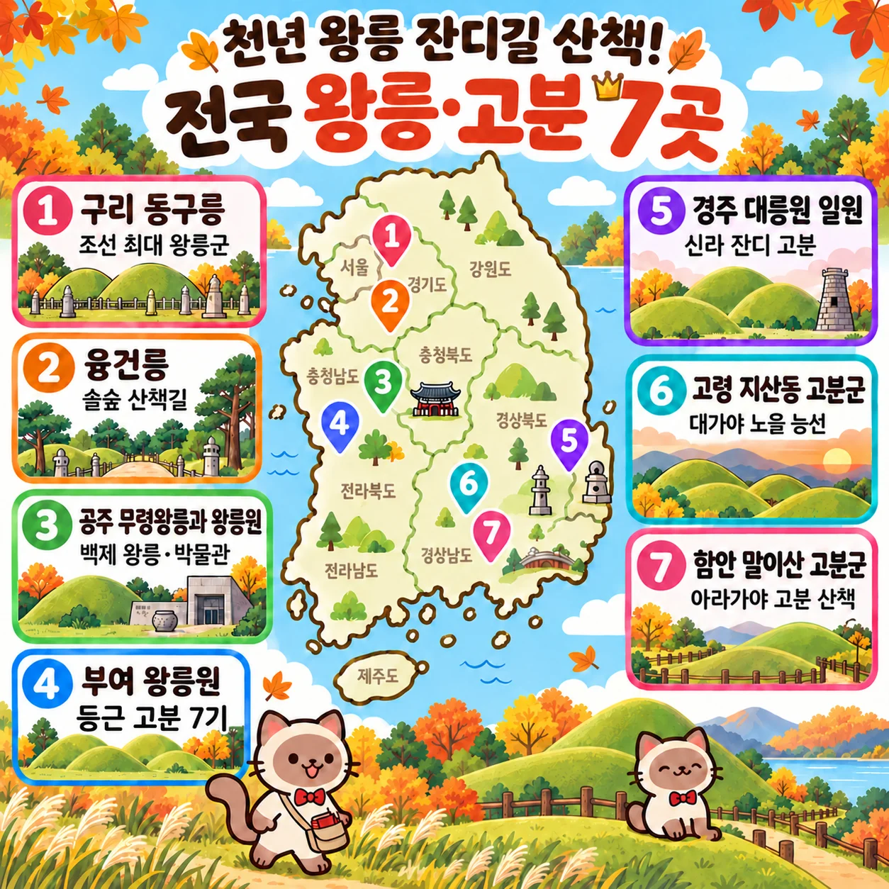 천년 왕릉 잔디길 산책! 전국 왕릉·고분 7곳 테마지도