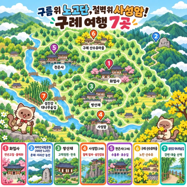 구름 위 노고단, 절벽 위 사성암! 구례 여행 7곳 인포그래픽