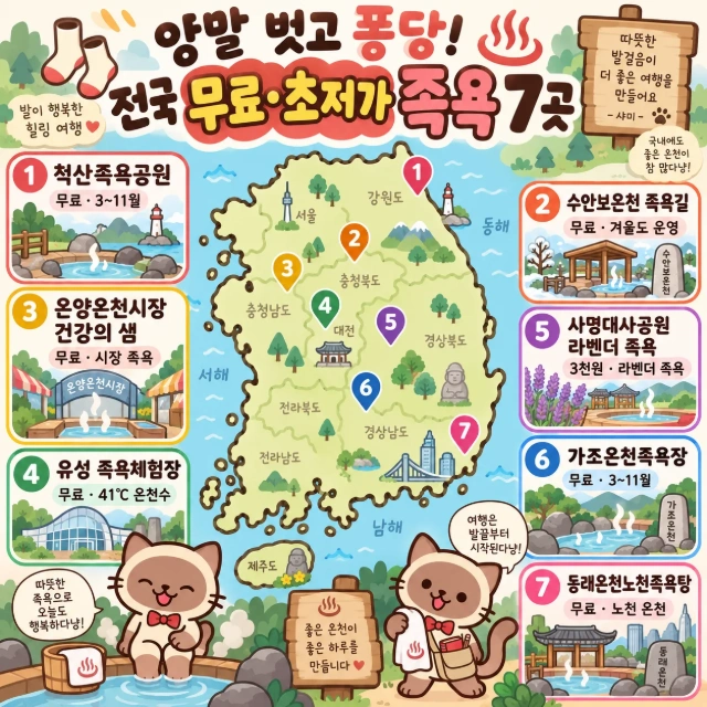 양말 벗고 퐁당! 전국 무료·초저가 족욕 7곳 인포그래픽