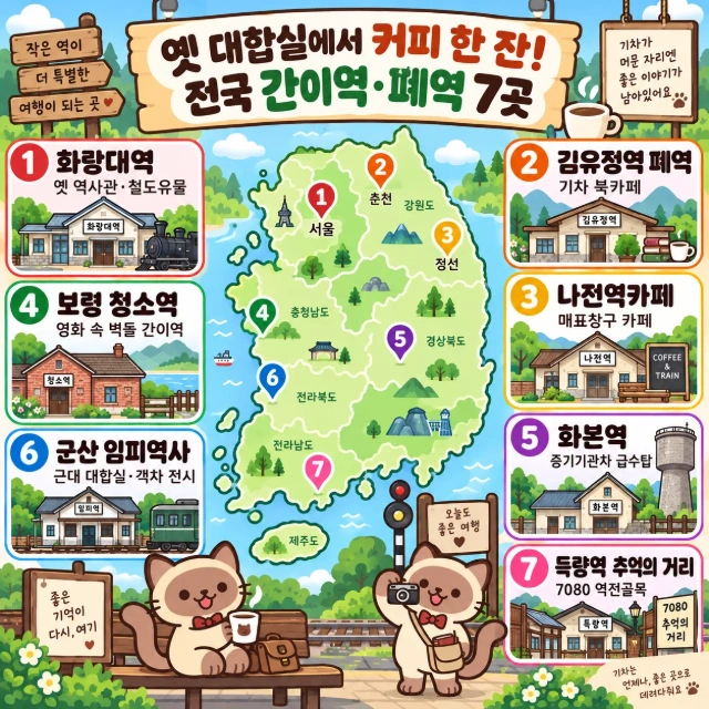 옛 대합실에서 커피 한 잔! 전국 간이역·폐역 7곳 인포그래픽