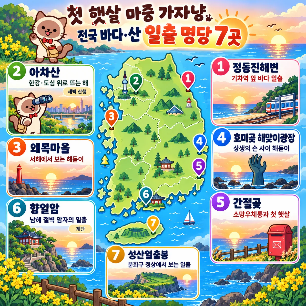 첫 햇살 마중 가자냥, 전국 바다·산 일출 명당 7곳 테마지도