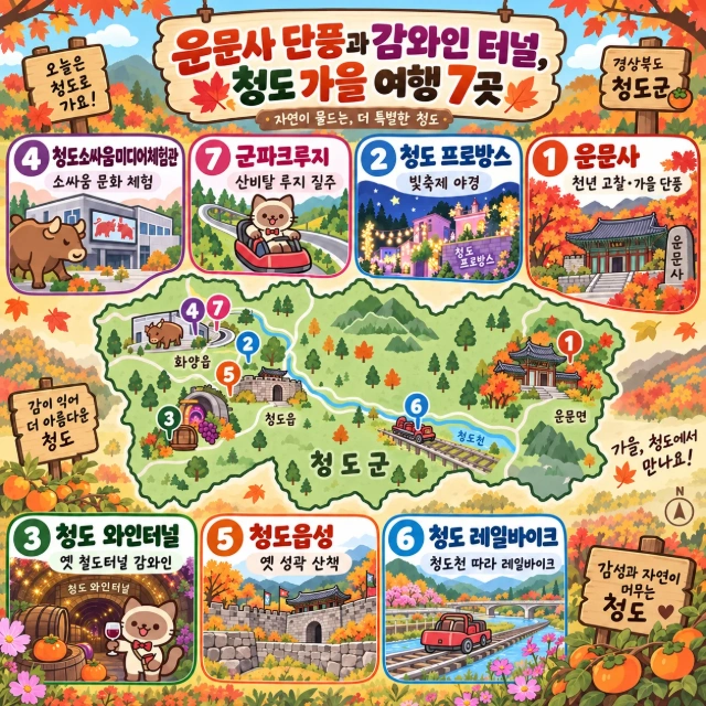 운문사 단풍과 감와인 터널, 청도 가을 여행 7곳 인포그래픽