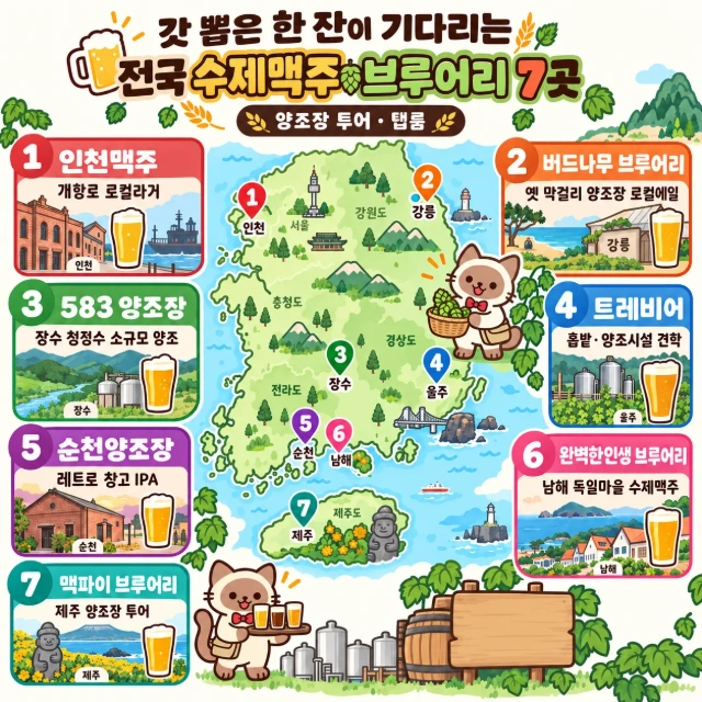 갓 뽑은 한 잔이 기다리는 전국 수제맥주 브루어리 7곳 인포그래픽