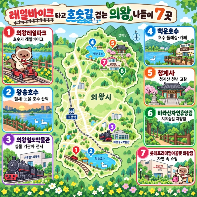 레일바이크 타고 호숫길 걷는 의왕 나들이 7곳 인포그래픽