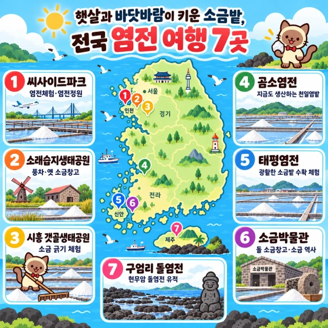 햇살과 바닷바람이 키운 소금밭, 전국 염전 여행 7곳 인포그래픽