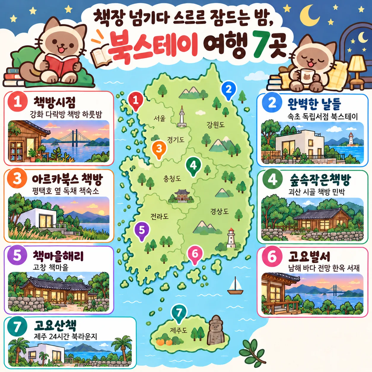 책장 넘기다 스르르 잠드는 밤, 북스테이 여행 7곳 테마지도