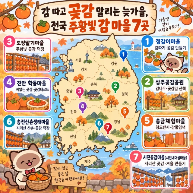감 따고 곶감 말리는 늦가을, 전국 주황빛 감 마을 7곳 인포그래픽