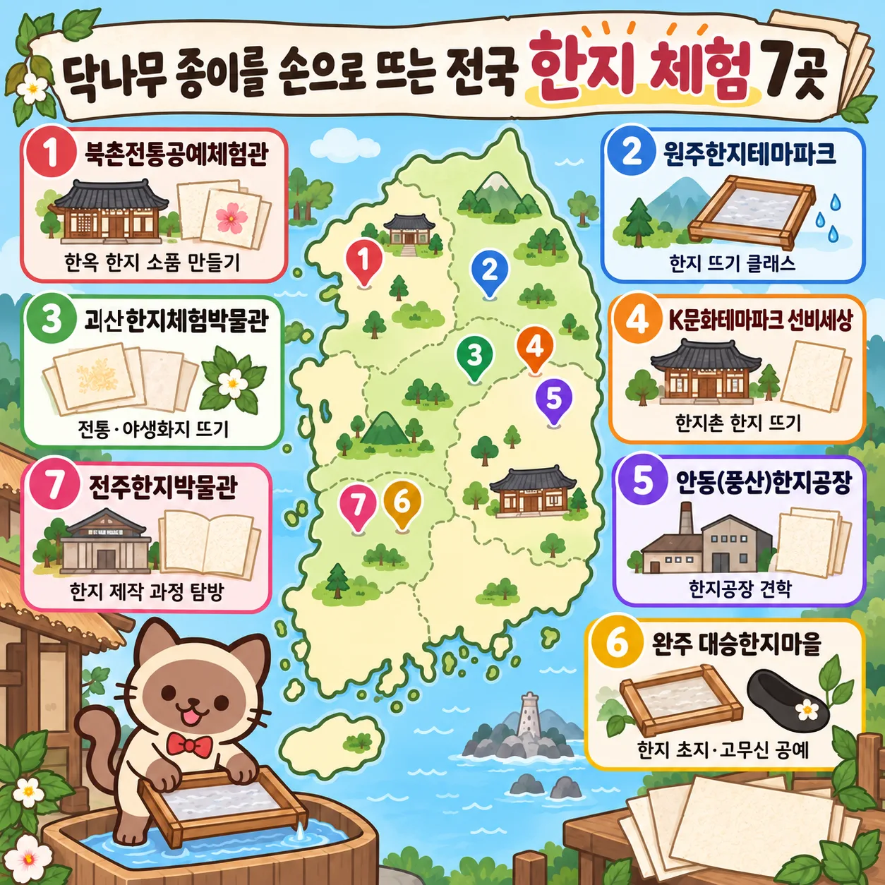 닥나무 종이를 손으로 뜨는 전국 한지 체험 7곳 테마지도