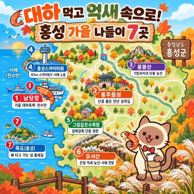 대하 먹고 억새 속으로! 홍성 가을 나들이 7곳 인포그래픽