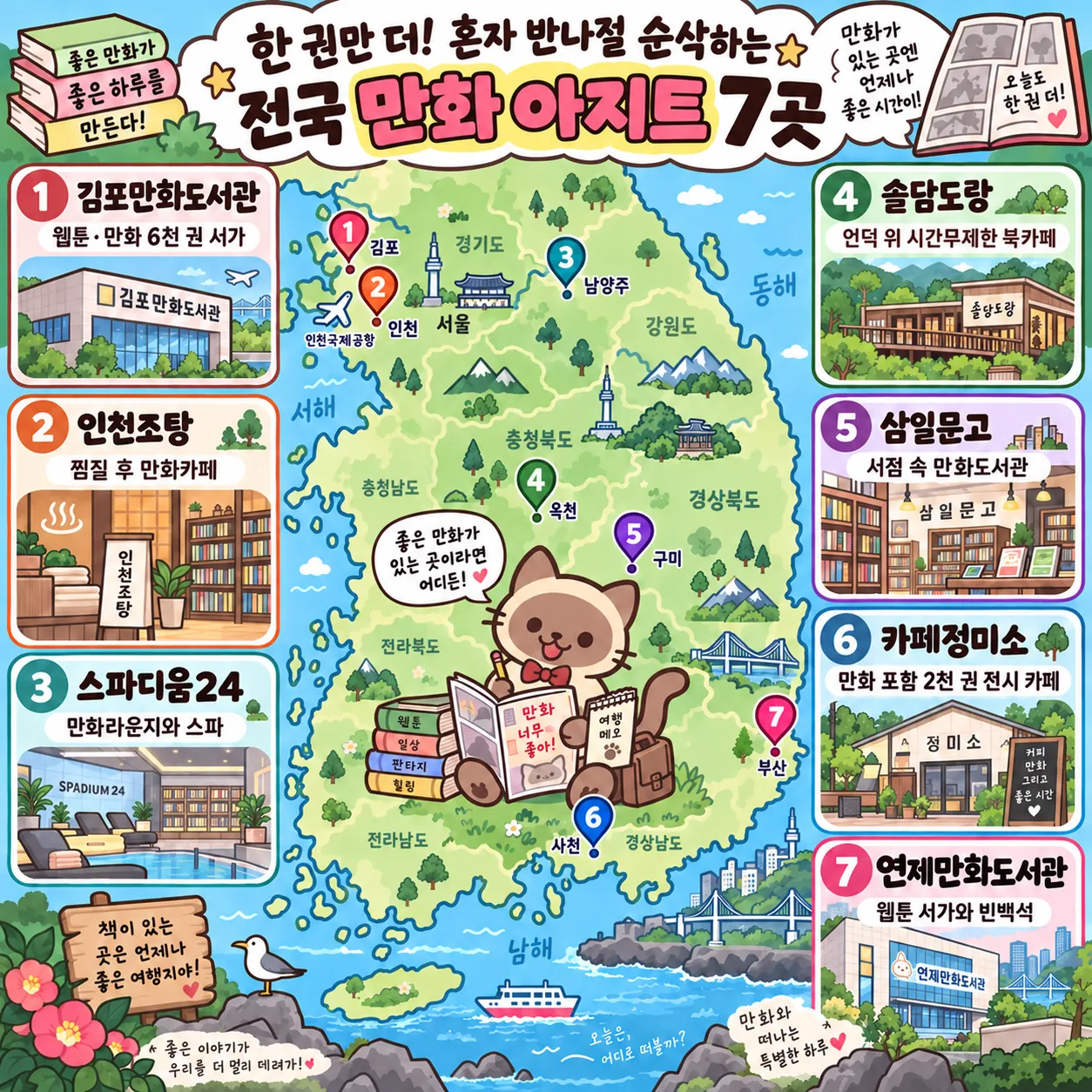 한 권만 더! 혼자 반나절 순삭하는 전국 만화 아지트 7곳 테마지도