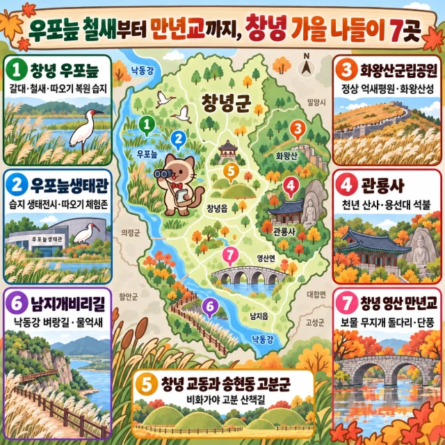 우포늪 철새부터 만년교까지, 창녕 가을 나들이 7곳 인포그래픽