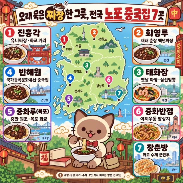 오래 묵은 짜장 한 그릇, 전국 노포 중국집 7곳 인포그래픽