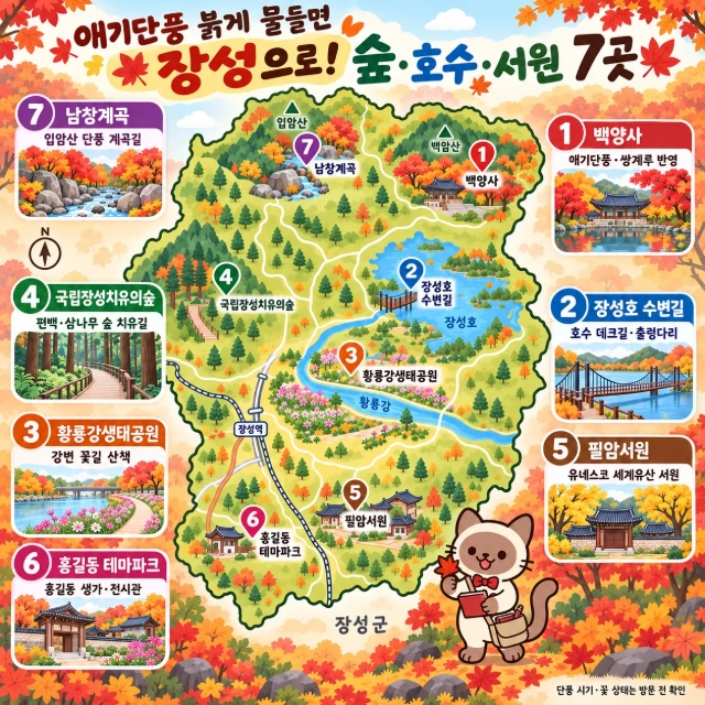 애기단풍 붉게 물들면 장성으로! 숲·호수·서원 7곳 인포그래픽