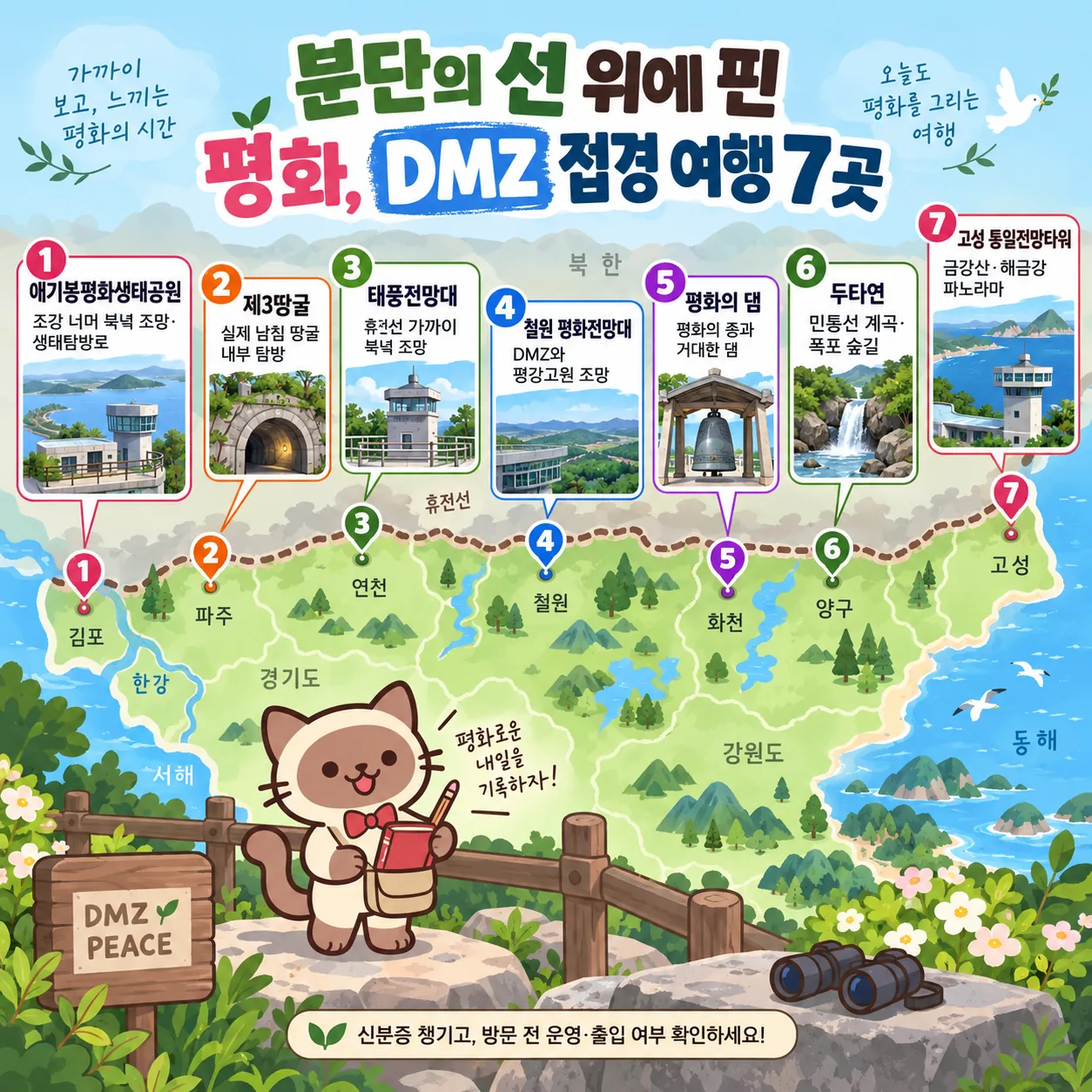 분단의 선 위에 핀 평화, DMZ 접경 여행 7곳 테마지도