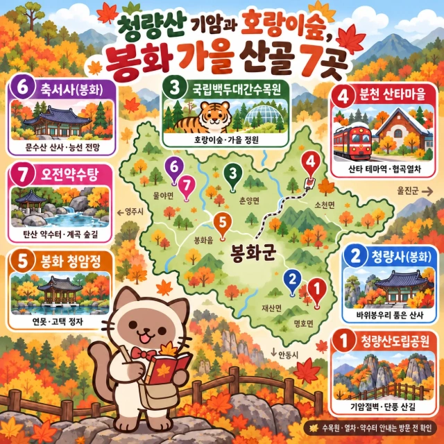 청량산 기암과 호랑이숲, 봉화 가을 산골 7곳 인포그래픽