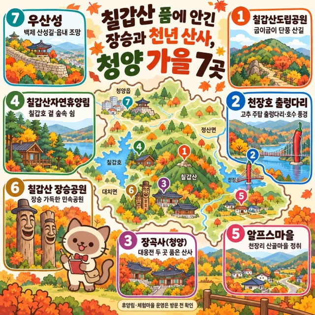 칠갑산 품에 안긴 장승과 천년 산사, 청양 가을 7곳 인포그래픽