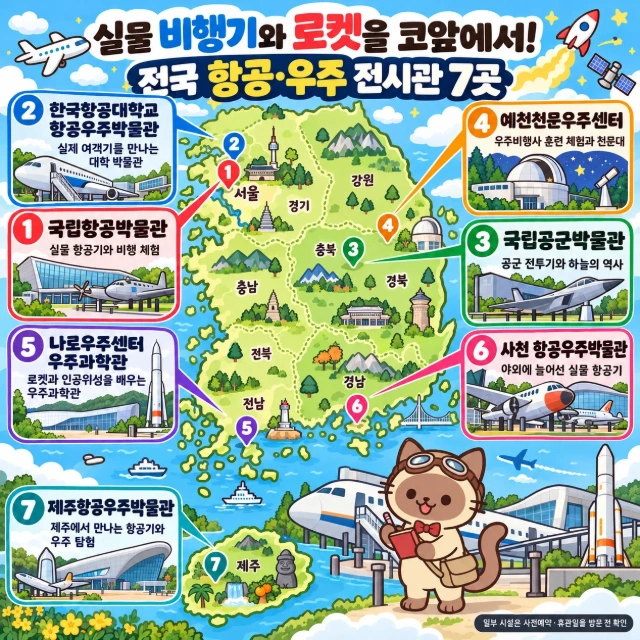 실물 비행기와 로켓을 코앞에서! 전국 항공·우주 전시관 7곳 인포그래픽
