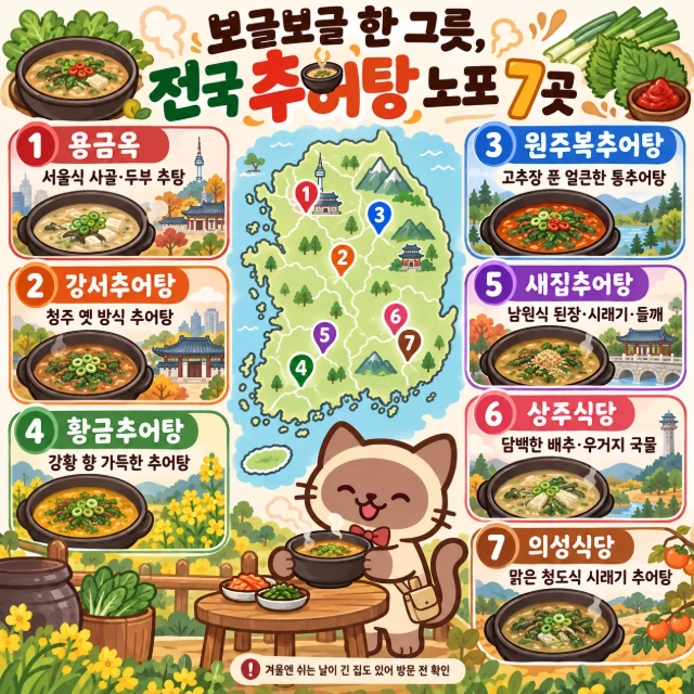 보글보글 한 그릇, 전국 추어탕 노포 7곳 인포그래픽