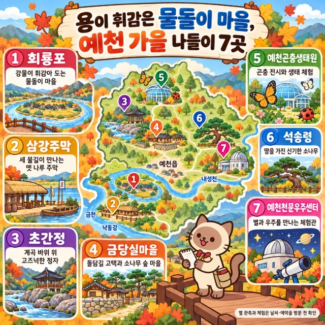 용이 휘감은 물돌이 마을, 예천 가을 나들이 7곳 인포그래픽