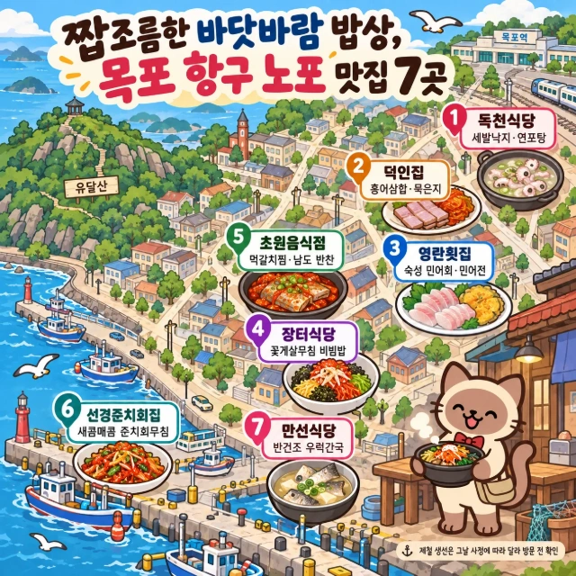 짭조름한 바닷바람 밥상, 목포 항구 노포 맛집 7곳 인포그래픽