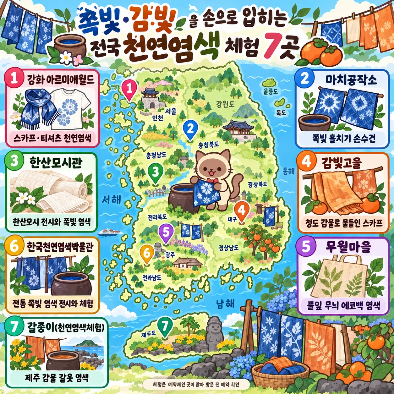 쪽빛·감빛을 손으로 입히는 전국 천연염색 체험 7곳 테마지도