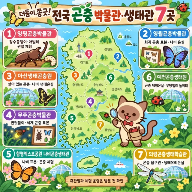 더듬이 쫑긋! 전국 곤충 박물관·생태관 7곳 인포그래픽