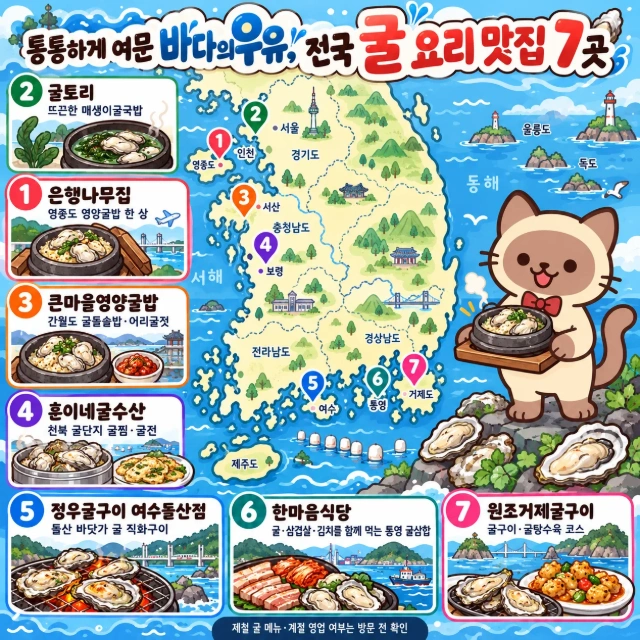 통통하게 여문 바다의 우유, 전국 굴 요리 맛집 7곳 인포그래픽