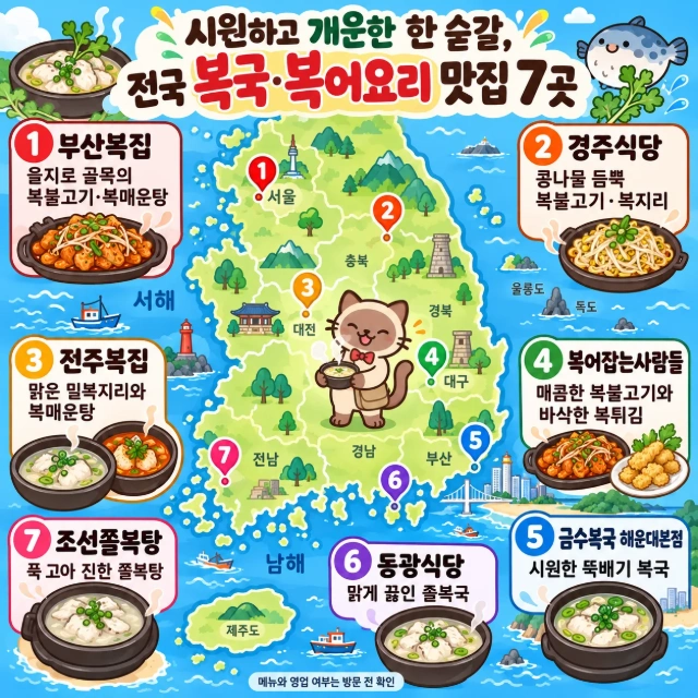 시원하고 개운한 한 숟갈, 전국 복국·복어요리 맛집 7곳 인포그래픽