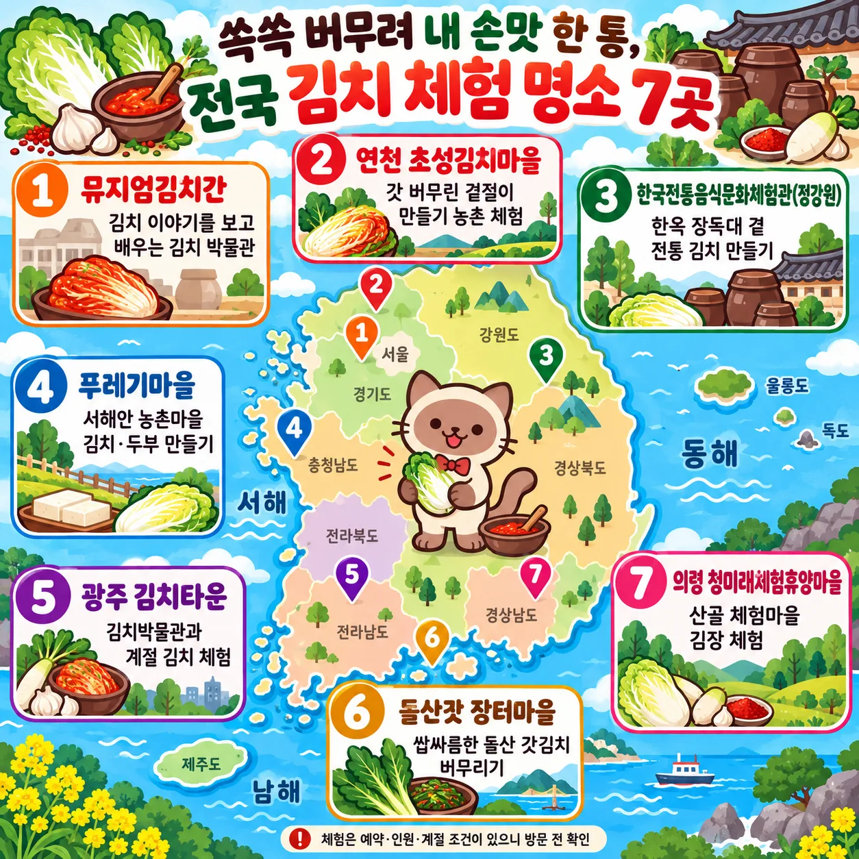 쓱쓱 버무려 내 손맛 한 통, 전국 김치 체험 명소 7곳 테마지도