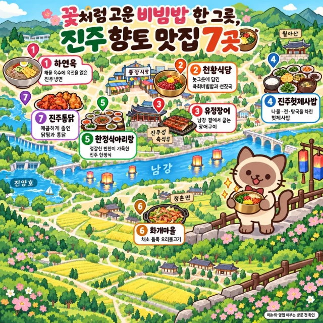 꽃처럼 고운 비빔밥 한 그릇, 진주 향토 맛집 7곳 인포그래픽