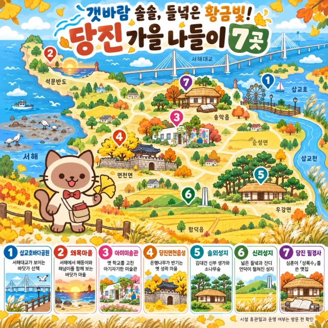 갯바람 솔솔, 들녘은 황금빛! 당진 가을 나들이 7곳 인포그래픽