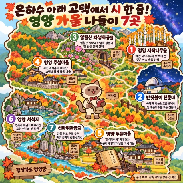 은하수 아래 고택에서 시 한 줄! 영양 가을 나들이 7곳 인포그래픽