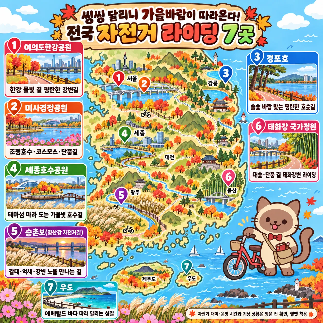 씽씽 달리니 가을바람이 따라온다! 전국 자전거 라이딩 7곳 테마지도