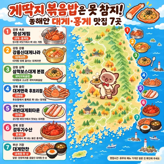 게딱지 볶음밥은 못 참지! 동해안 대게·홍게 맛집 7곳 인포그래픽